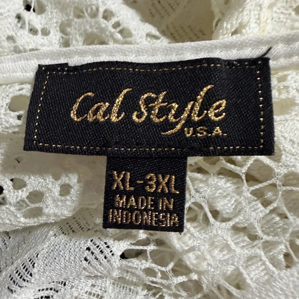 Cal Style USA White Lace Kimono Duster Boho Crochet - Size XL-3XL - Picture 7 of 9